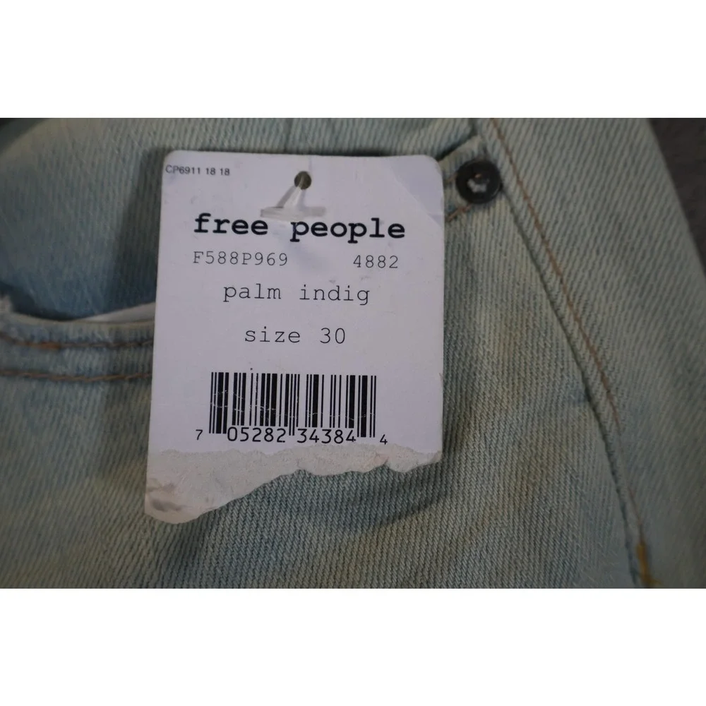 Free People Jeans Womens 30 Light Wash Palm Indig Distressed Denim‎ Y2K 90s